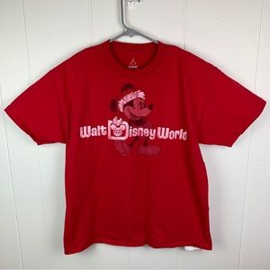 Walt Disney World Mickey Mouse Shirt Christmas Theme Red Adult Unisex Large